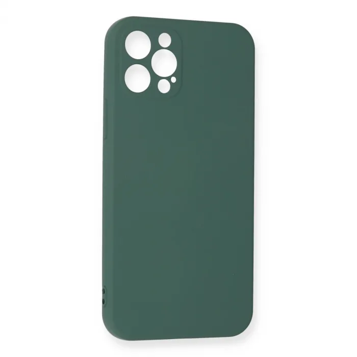 İphone 12 Pro Max Kılıf Nano İçi Kadife Silikon - Koyu Yeşil