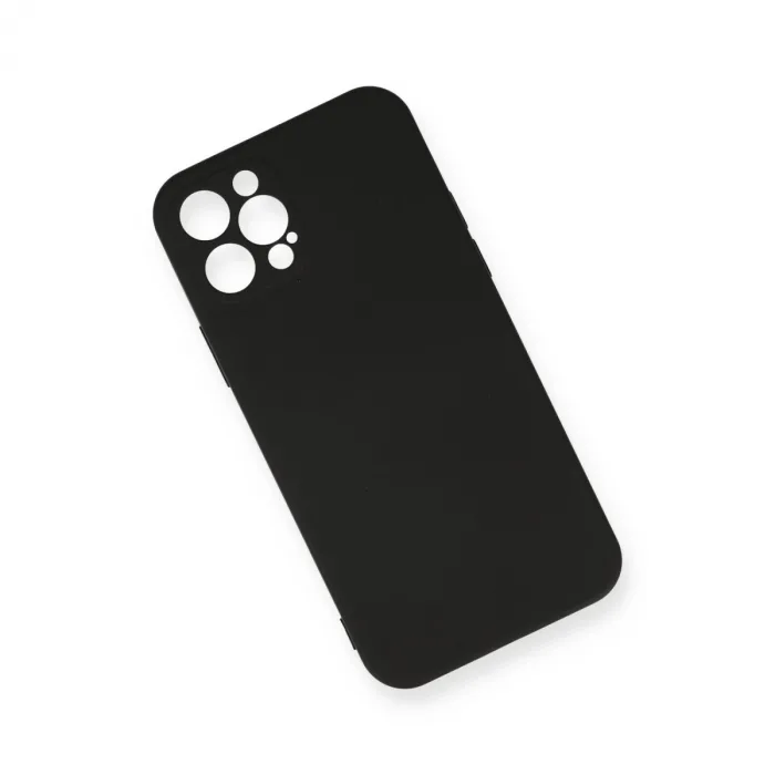 İphone 12 Pro Max Kılıf Nano İçi Kadife Silikon - Siyah