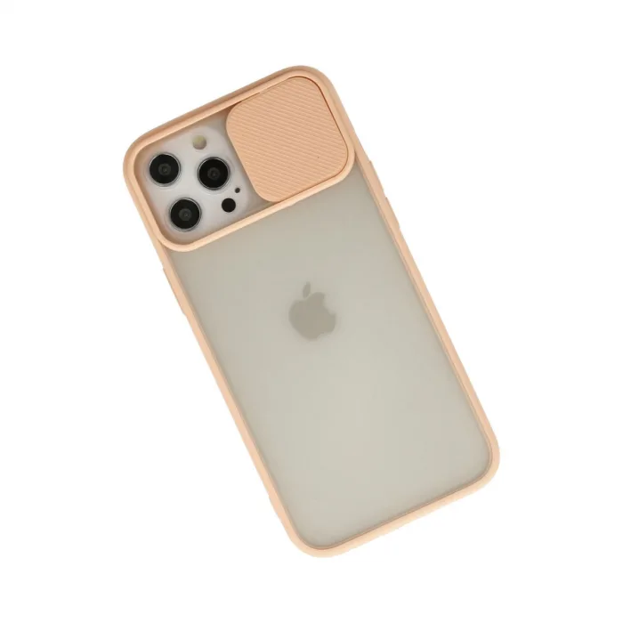 İphone 12 Pro Max Kılıf Palm Buzlu Kamera Sürgülü Silikon - Pembe