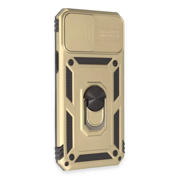 İphone 12 Pro Max Kılıf Pars Lens Yüzüklü Silikon - Gold