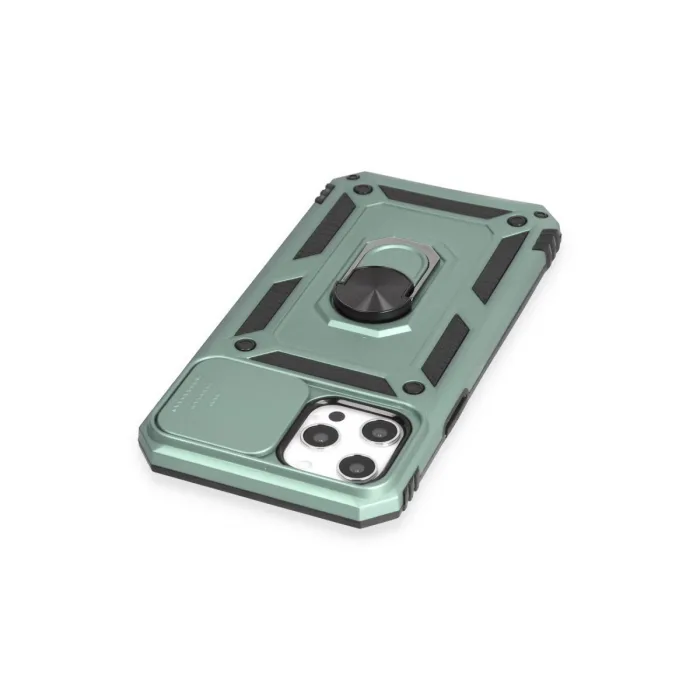 İphone 12 Pro Max Kılıf Pars Lens Yüzüklü Silikon - Yeşil