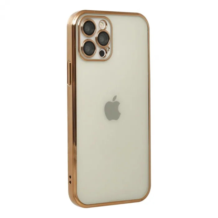 iPhone 12 Pro Max Kılıf Razer Lensli Silikon - Gold