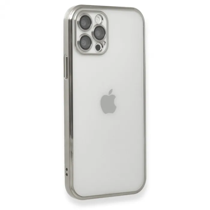 iPhone 12 Pro Max Kılıf Razer Lensli Silikon - Gümüş