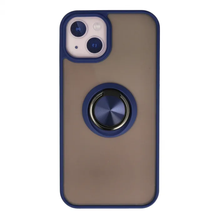 İphone 13 Kılıf Montreal Yüzüklü Silikon Kapak - Lacivert