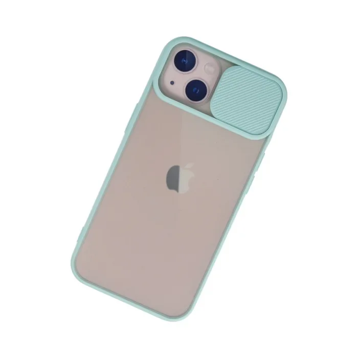 İphone 13 Kılıf Palm Buzlu Kamera Sürgülü Silikon - Turkuaz