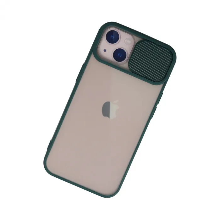 İphone 13 Kılıf Palm Buzlu Kamera Sürgülü Silikon - Yeşil