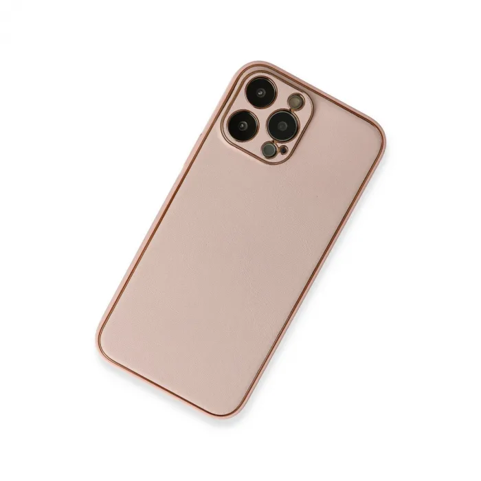 İphone 13 Pro Kılıf Coco Deri Silikon Kapak - Pembe