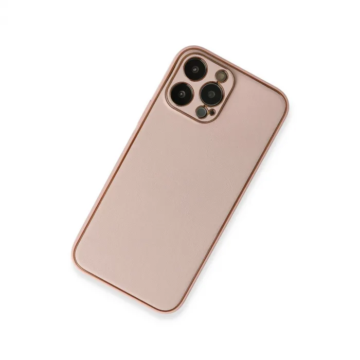 İphone 13 Pro Kılıf Coco Deri Silikon Kapak - Pembe