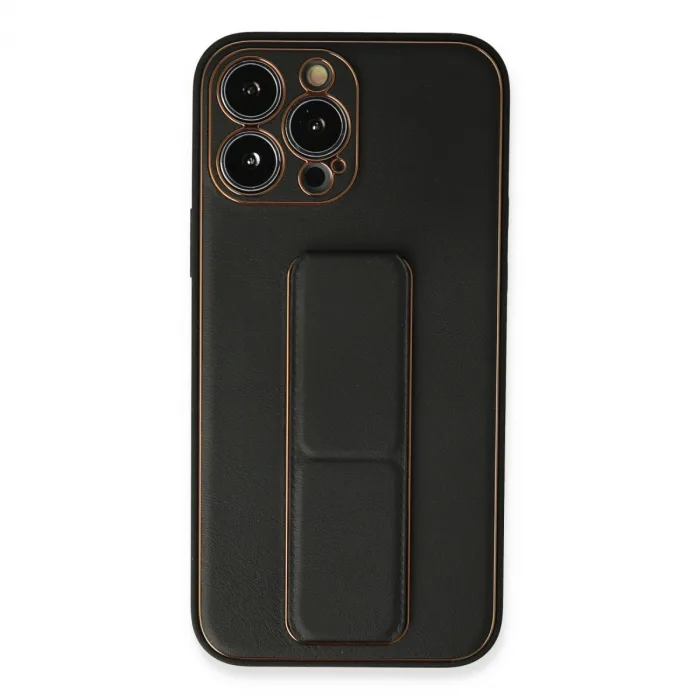 İphone 13 Pro Kılıf Coco Deri Standlı Kapak - Siyah