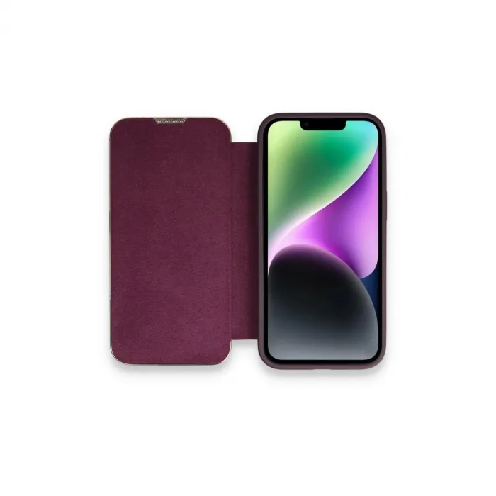 iPhone 13 Pro Kılıf Dolpin Kapaklı - Derin Mor