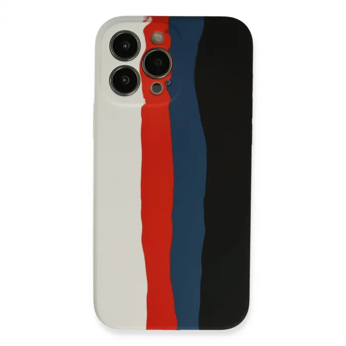 İphone 13 Pro Kılıf Ebruli Lansman Silikon - Beyaz-siyah