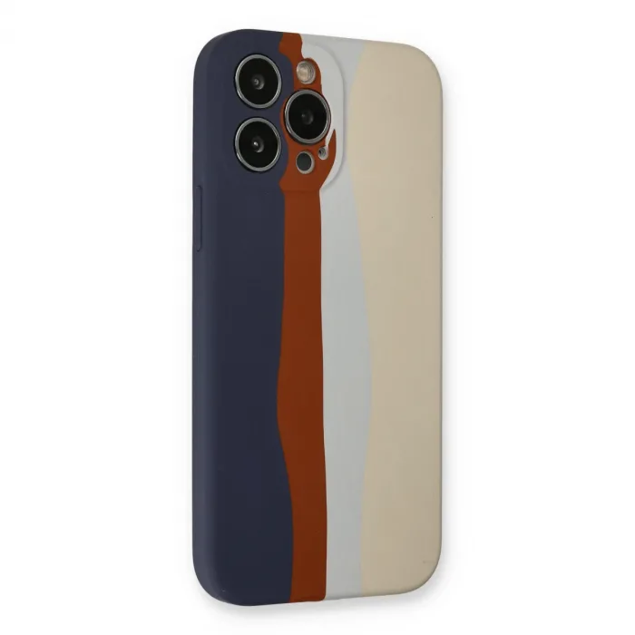 İphone 13 Pro Kılıf Ebruli Lansman Silikon - Lacivert-krem