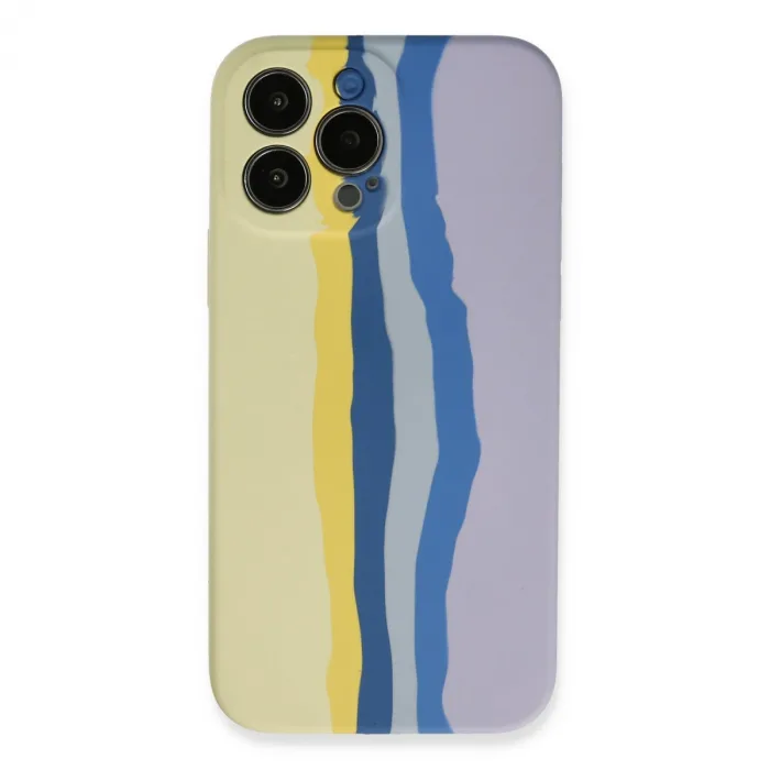 İphone 13 Pro Kılıf Ebruli Lansman Silikon - Sarı-lila