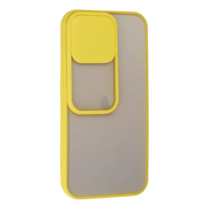 İphone 13 Pro Kılıf Palm Buzlu Kamera Sürgülü Silikon - Sarı