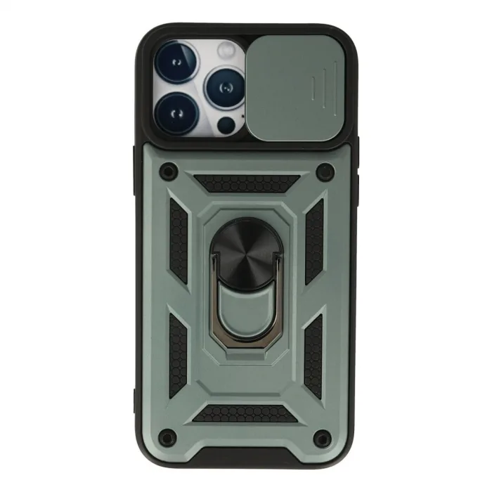 İphone 13 Pro Kılıf Pars Lens Yüzüklü Silikon - Yeşil