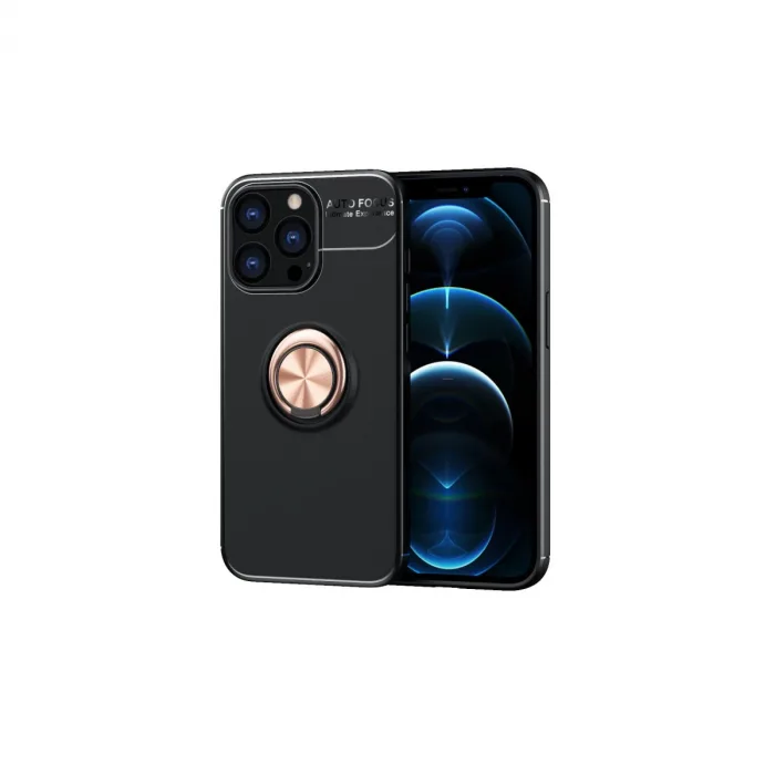 İphone 13 Pro Kılıf Range Yüzüklü Silikon - Siyah-gold