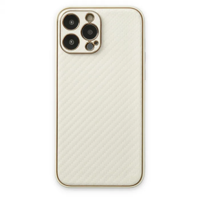 İphone 13 Pro Max Kılıf Coco Karbon Silikon - Beyaz