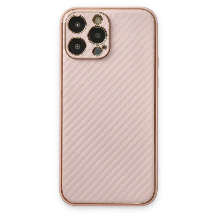 İphone 13 Pro Max Kılıf Coco Karbon Silikon - Pembe