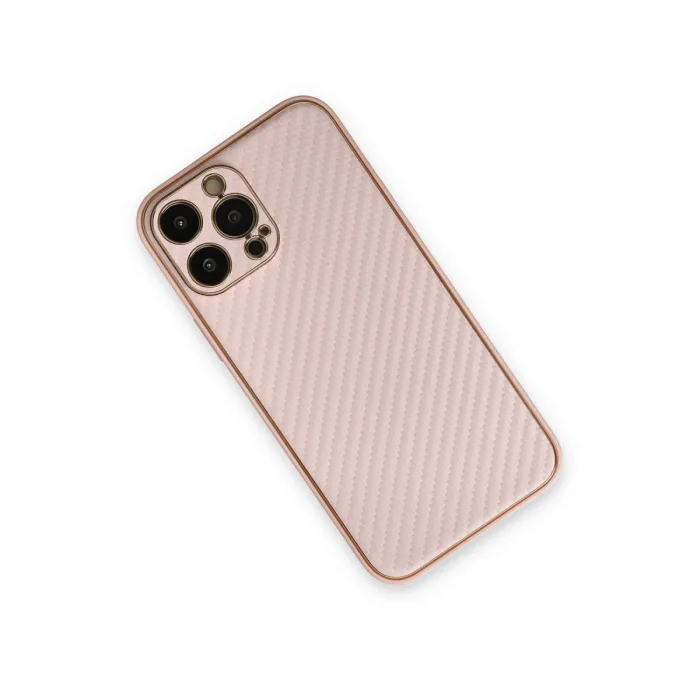 İphone 13 Pro Max Kılıf Coco Karbon Silikon - Pembe