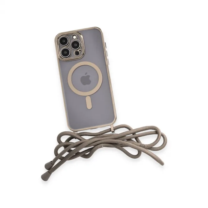 İphone 13 Pro Max Kılıf Divo Lazer Askılı Magsafe Kapak - Gold