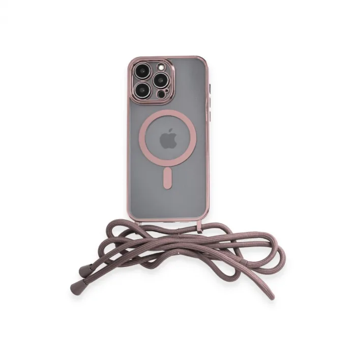 İphone 13 Pro Max Kılıf Divo Lazer Askılı Magsafe Kapak - Pembe