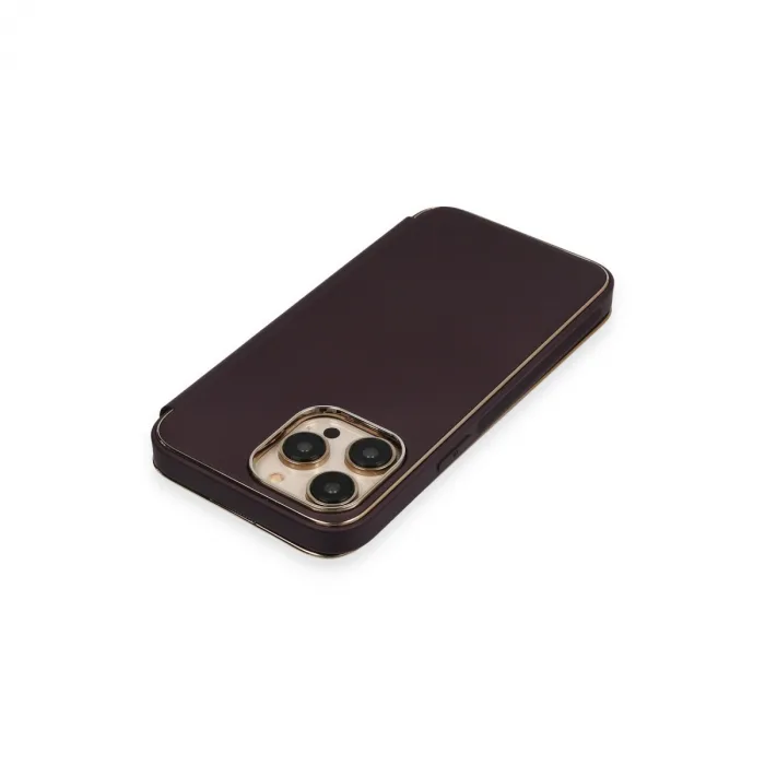iPhone 13 Pro Max Kılıf Dolpin Kapaklı - Derin Mor