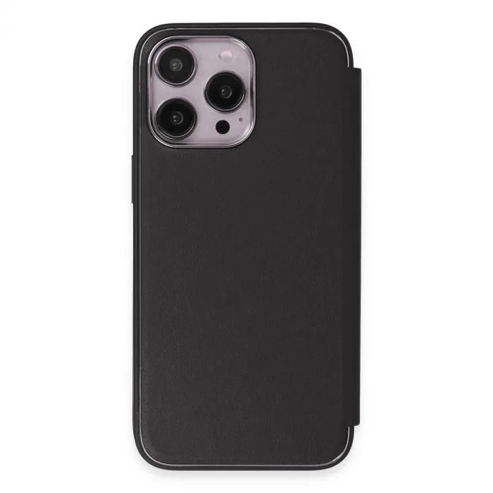 iPhone 13 Pro Max Kılıf Dolpin Kapaklı - Siyah