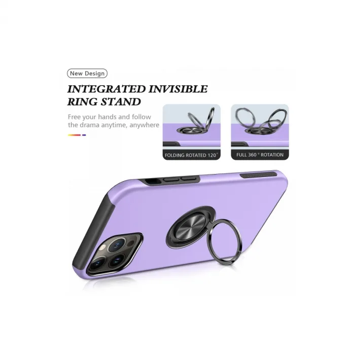 İphone 13 Pro Max Kılıf Elit Yüzüklü Kapak - Mor