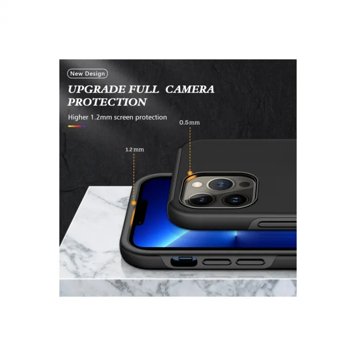 iPhone 13 Pro Max Kılıf Elit Yüzüklü Kapak - Siyah
