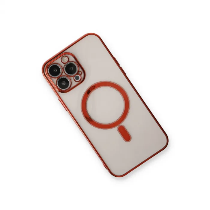 İphone 13 Pro Max Kılıf Magneticsafe Lazer Silikon - Kırmızı