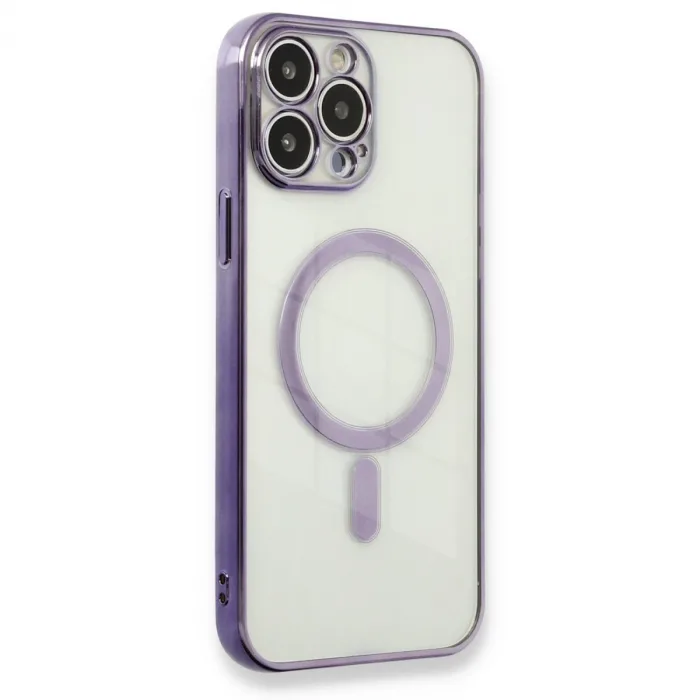 İphone 13 Pro Max Kılıf Magneticsafe Lazer Silikon - Mor