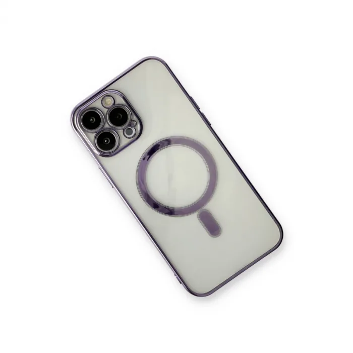 İphone 13 Pro Max Kılıf Magneticsafe Lazer Silikon - Mor