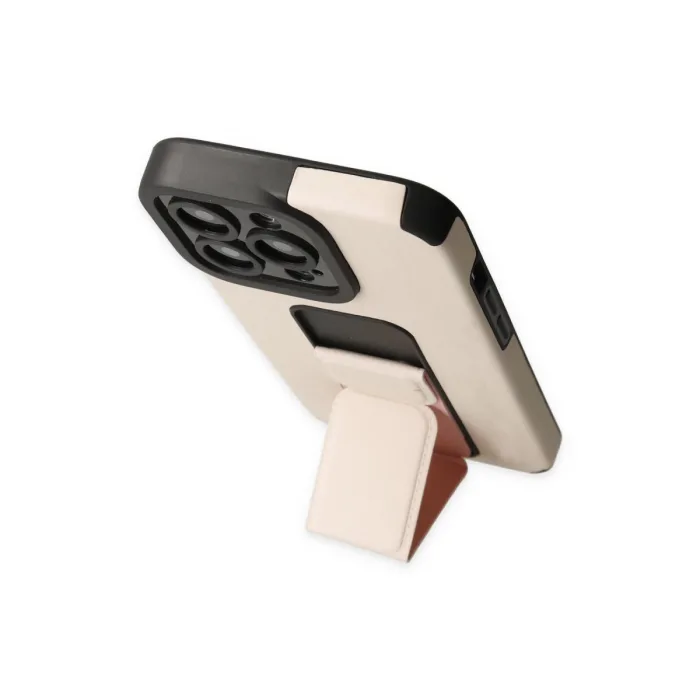 İphone 13 Pro Max Kılıf Mega Standlı Silikon - Gold