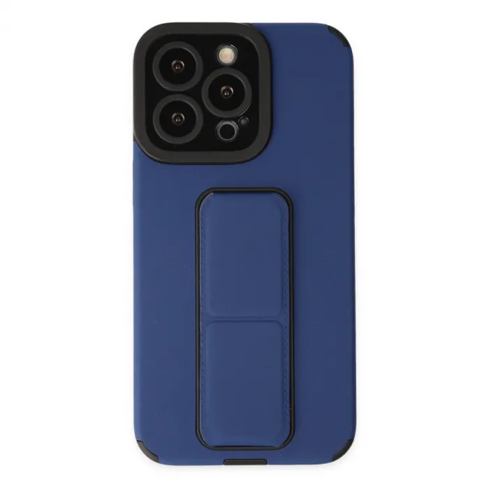İphone 13 Pro Max Kılıf Mega Standlı Silikon - Mavi