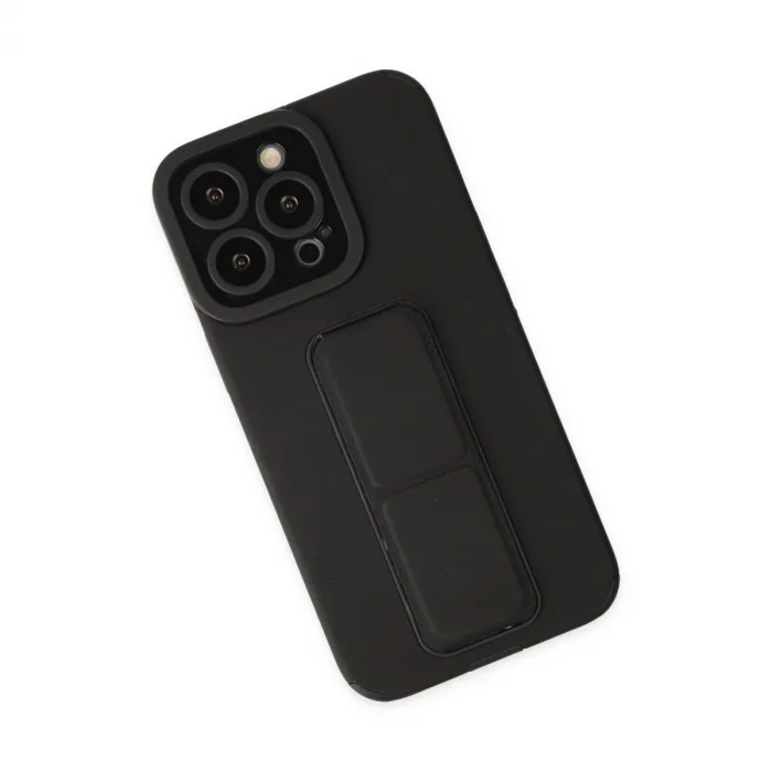 İphone 13 Pro Max Kılıf Mega Standlı Silikon - Siyah