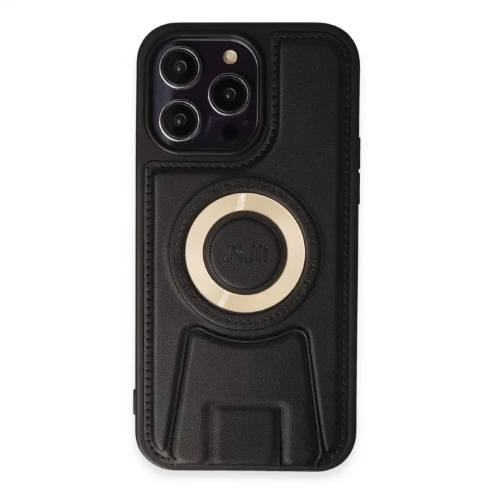 İphone 13 Pro Max Kılıf Merkür Magneticsafe Standlı Kapak - Siyah