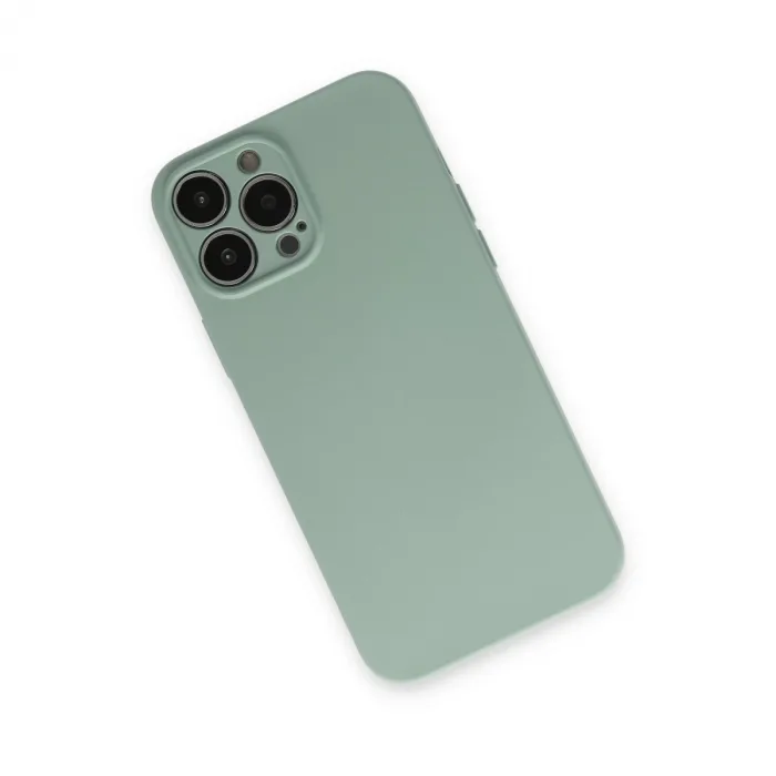 İphone 13 Pro Max Kılıf Nano İçi Kadife Silikon - Su Yeşili