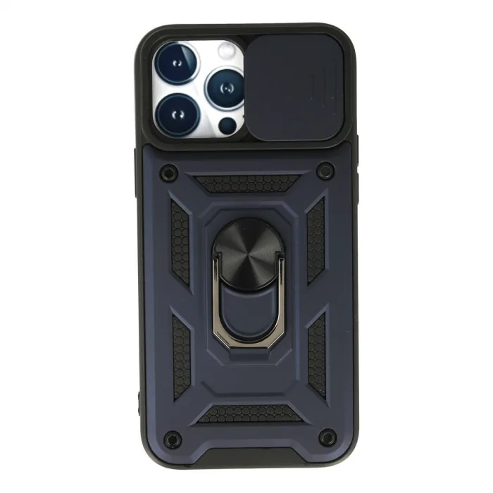İphone 13 Pro Max Kılıf Pars Lens Yüzüklü Silikon - Lacivert