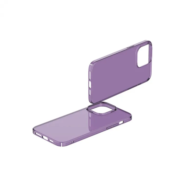 İphone 13 Pro Max Kılıf Pc Sert Şeffaf Kapak - Mor