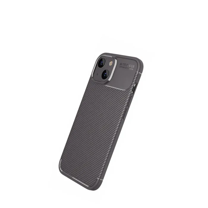 İphone 14 Kılıf Auto Focus Karbon Kapak - Gri
