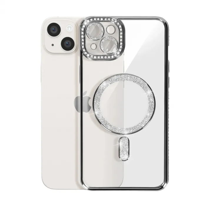 İphone 14 Kılıf Joke Simli Magneticsafe Kılıf - Siyah