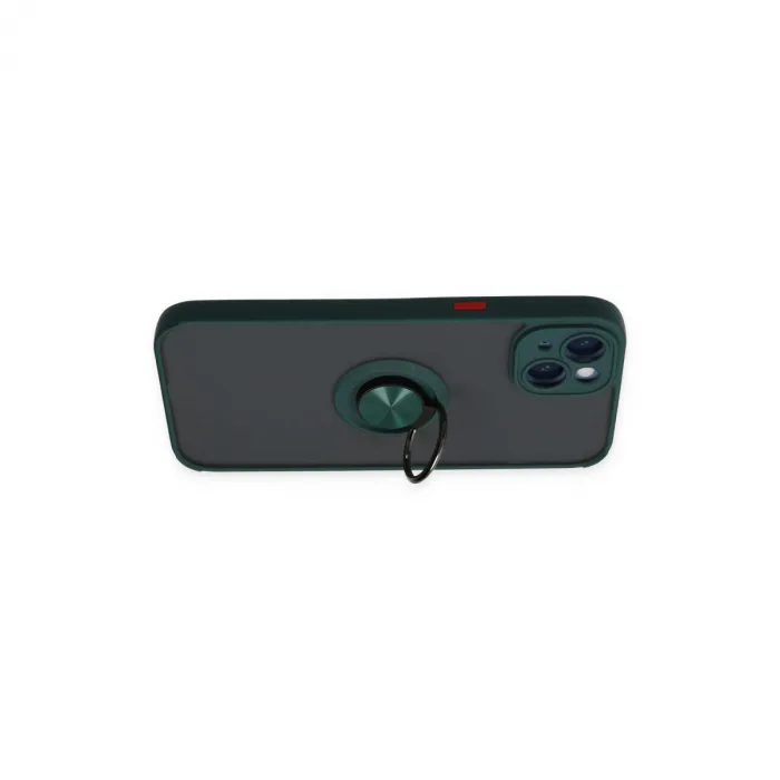 İphone 14 Kılıf Montreal Yüzüklü Silikon Kapak - Yeşil