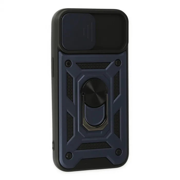 İphone 14 Kılıf Pars Lens Yüzüklü Silikon - Lacivert