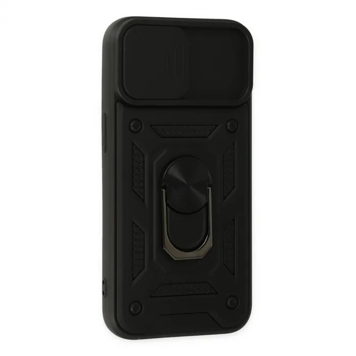 İphone 14 Kılıf Pars Lens Yüzüklü Silikon - Siyah