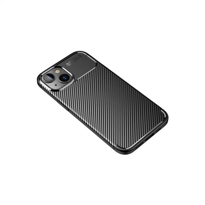 İphone 14 Plus Kılıf Auto Focus Karbon Kapak - Siyah