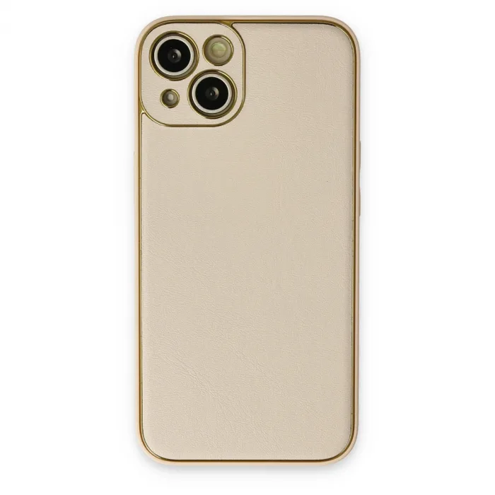 iPhone 14 Plus Kılıf Coco Deri Silikon Kapak - Gold