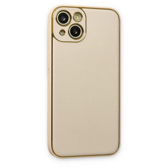 iPhone 14 Plus Kılıf Coco Deri Silikon Kapak - Gold
