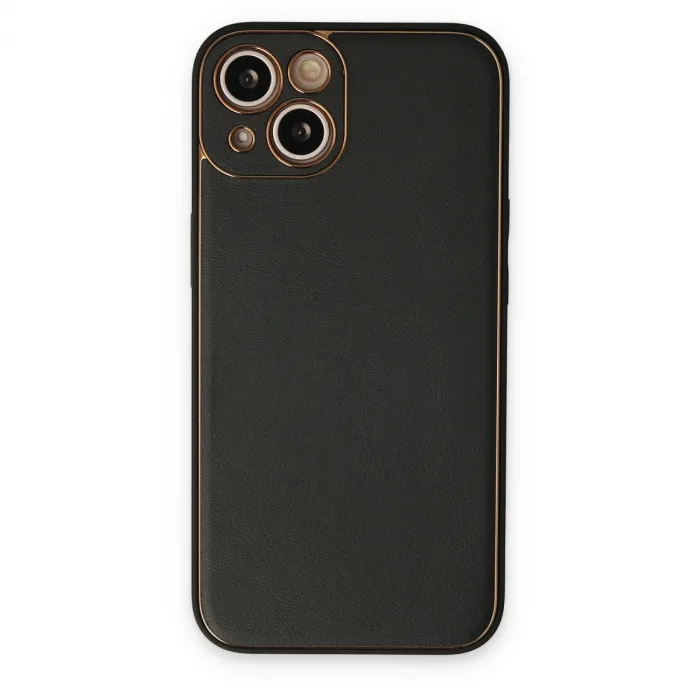 iPhone 14 Plus Kılıf Coco Deri Silikon Kapak - Siyah