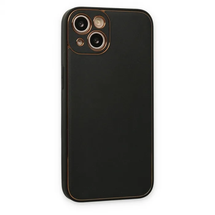 iPhone 14 Plus Kılıf Coco Deri Silikon Kapak - Siyah