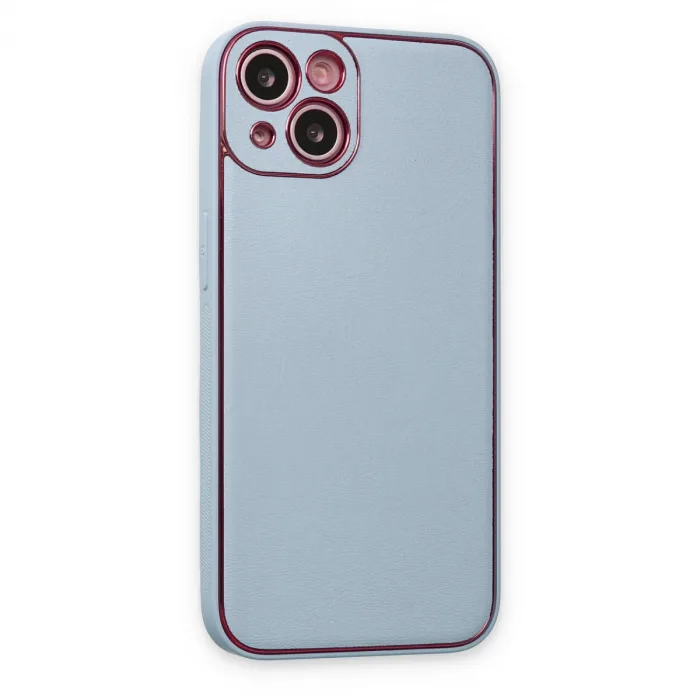 İphone 14 Plus Kılıf Coco Deri Silikon Kapak - Sky Blue